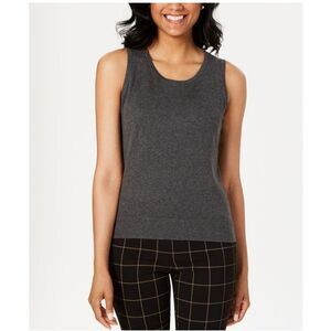 Charter Club Sleeveless Crew-Neck Sweater Charcoal Heather XL